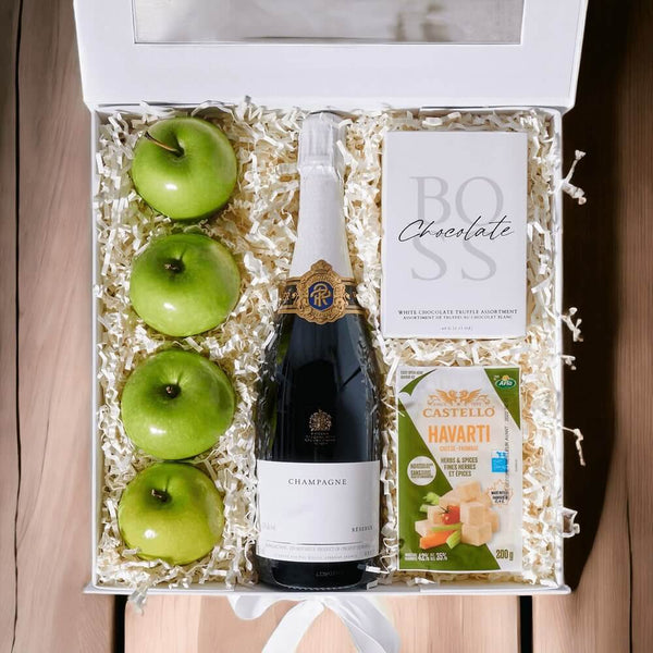 Apples & Cheese Gift Box with Sparkling Wine