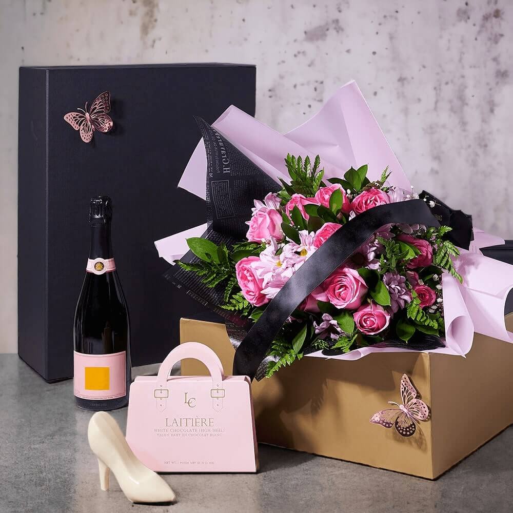 Bubbly, Chocolates, & Flowers Gift Set
