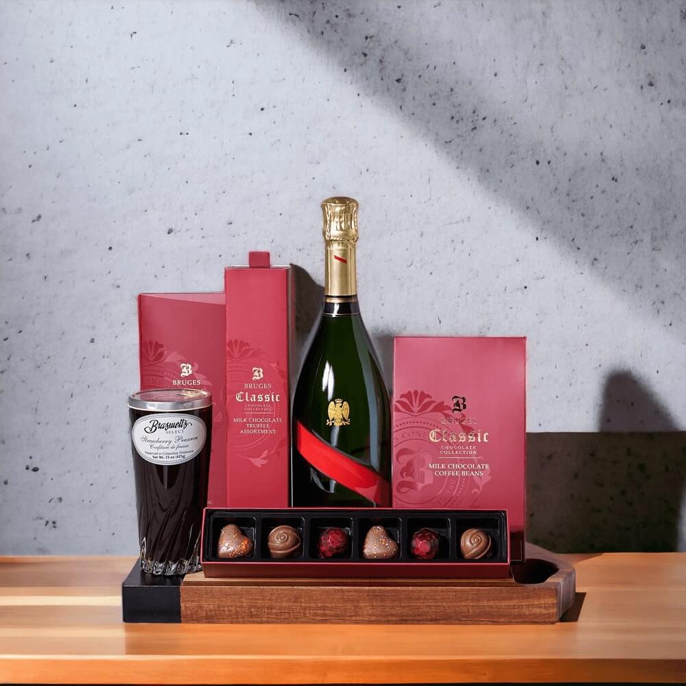 Sweet Delights & Sparkling Wine Gift Basket