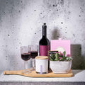 Wine, Chocolates, & Potted Plant Gift Basket